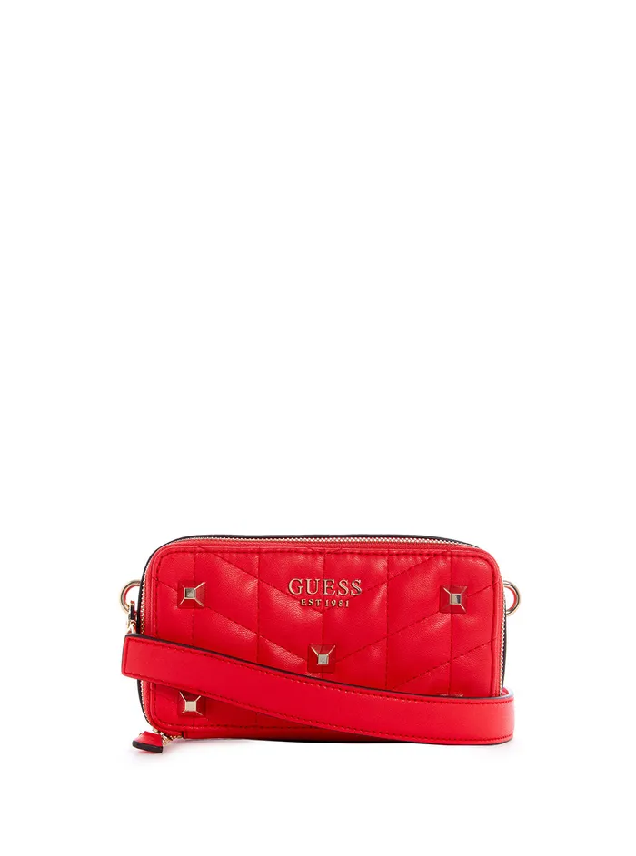 Women Crossbody GUESS Red Brera Studded Mini Crossbody Camera Bag