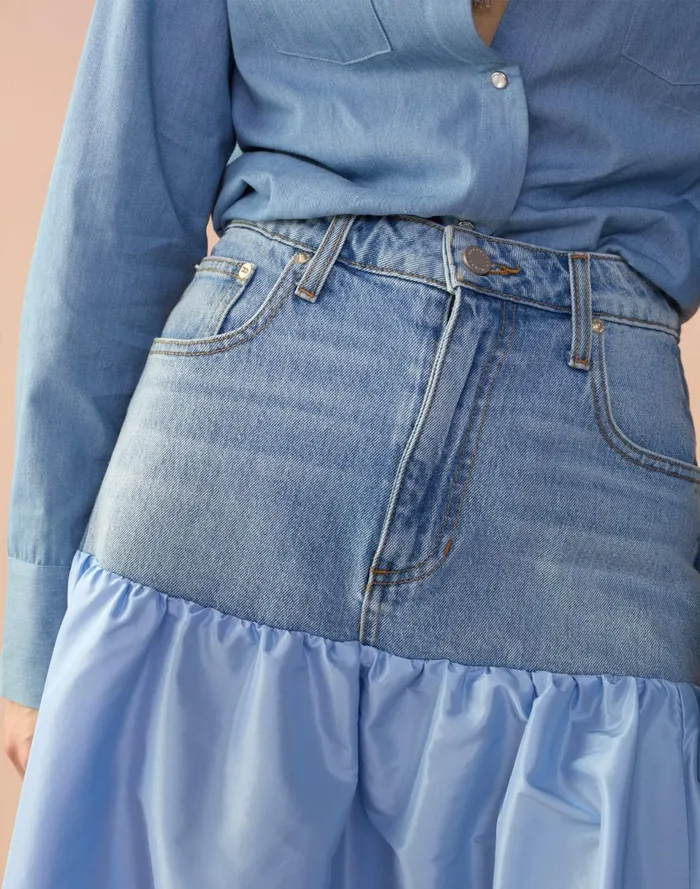 Women Cynthia Rowley Bottoms Denim Taffeta Skirt Blue