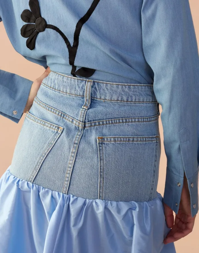 Women Cynthia Rowley Bottoms Denim Taffeta Skirt Blue