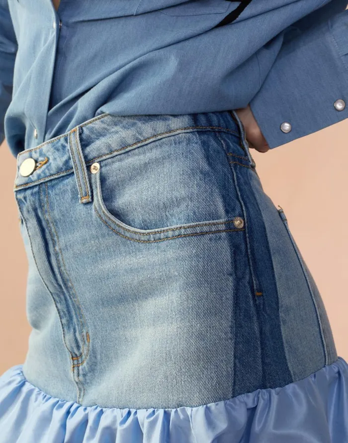 Women Cynthia Rowley Bottoms Denim Taffeta Skirt Blue