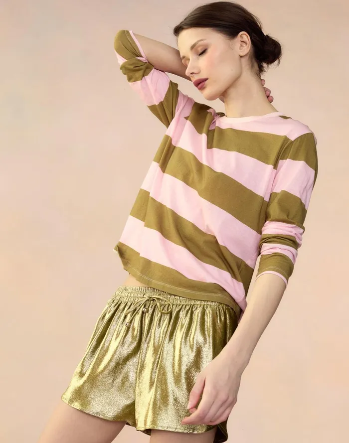 Women Cynthia Rowley Bottoms Liquid Gold Lam Shorts Green Women Cynthia Rowley Bottoms Liquid Gold Lam Shorts Green