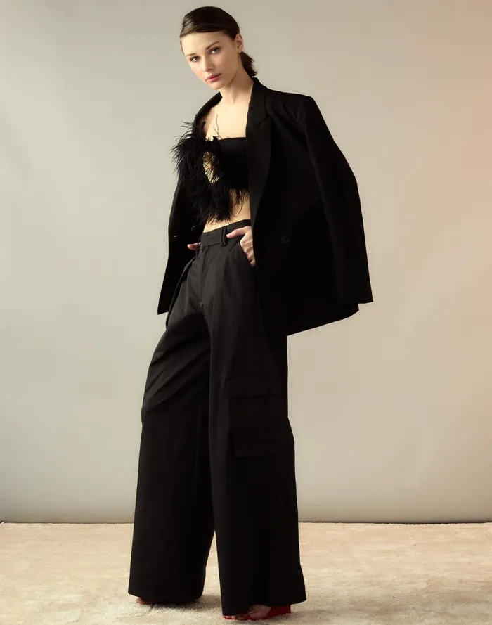 Women Cynthia Rowley Bottoms Marbella Cotton Cargo Pant Black