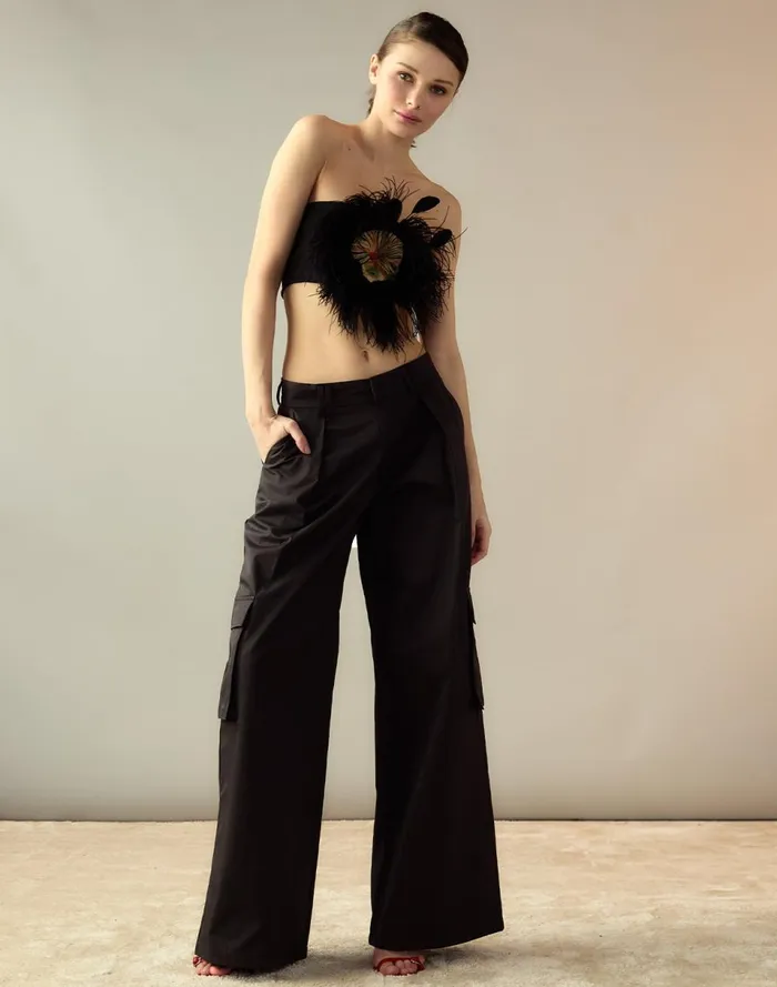 Women Cynthia Rowley Bottoms Marbella Cotton Cargo Pant Black Women Cynthia Rowley Bottoms Marbella Cotton Cargo Pant Black