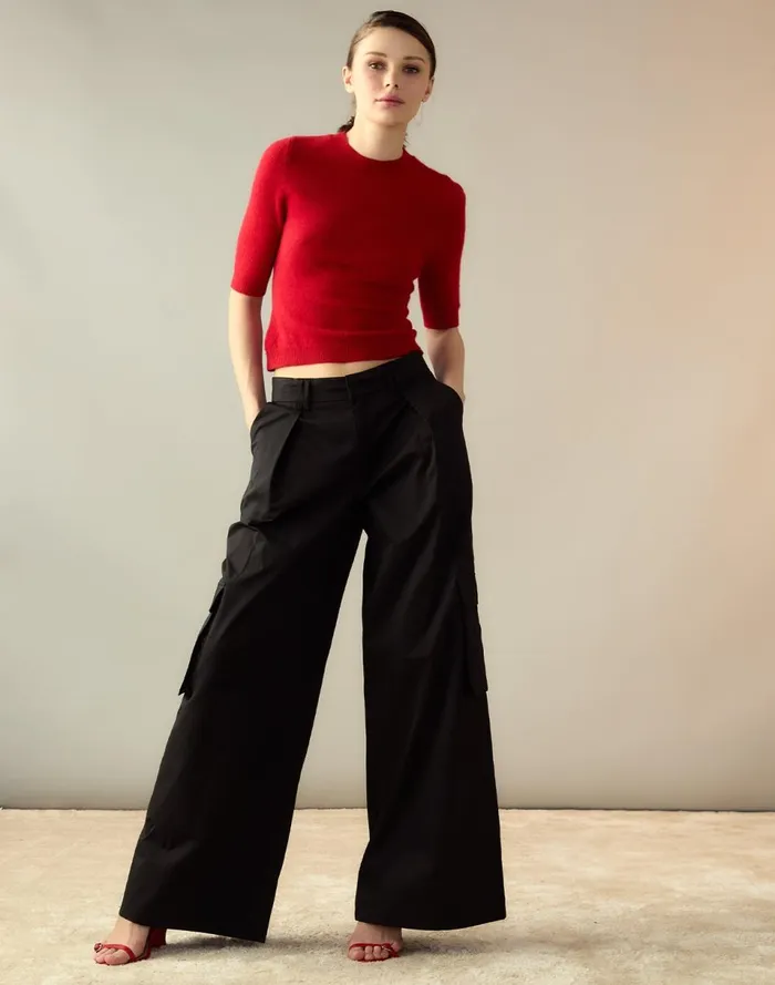 Women Cynthia Rowley Bottoms Marbella Cotton Cargo Pant Black Women Cynthia Rowley Bottoms Marbella Cotton Cargo Pant Black