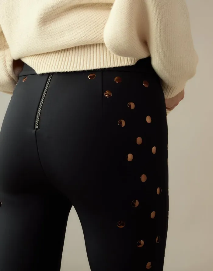 Women Cynthia Rowley Bottoms Studded Bonded Pants Black