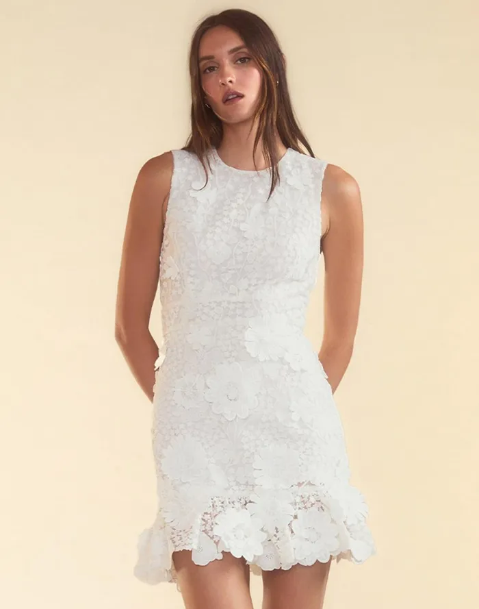 Women Cynthia Rowley Dresses Blooming Lace Cocktail Dress White