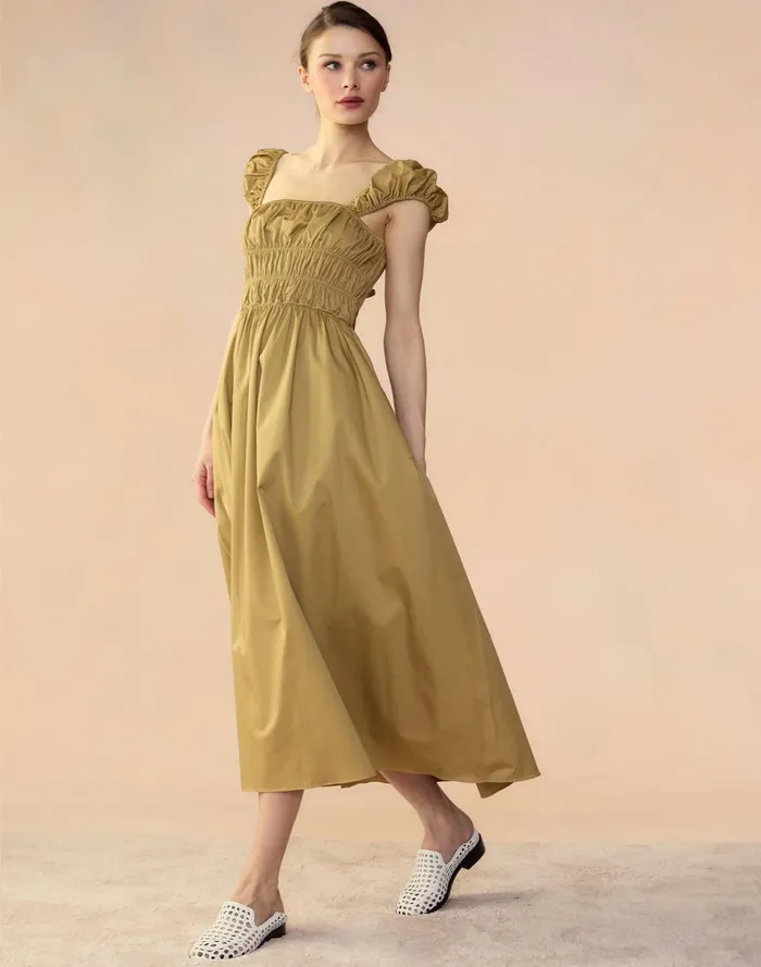 Women Cynthia Rowley Dresses Bodrum Back Tie Dress Camel Women Cynthia Rowley Dresses Bodrum Back Tie Dress Camel