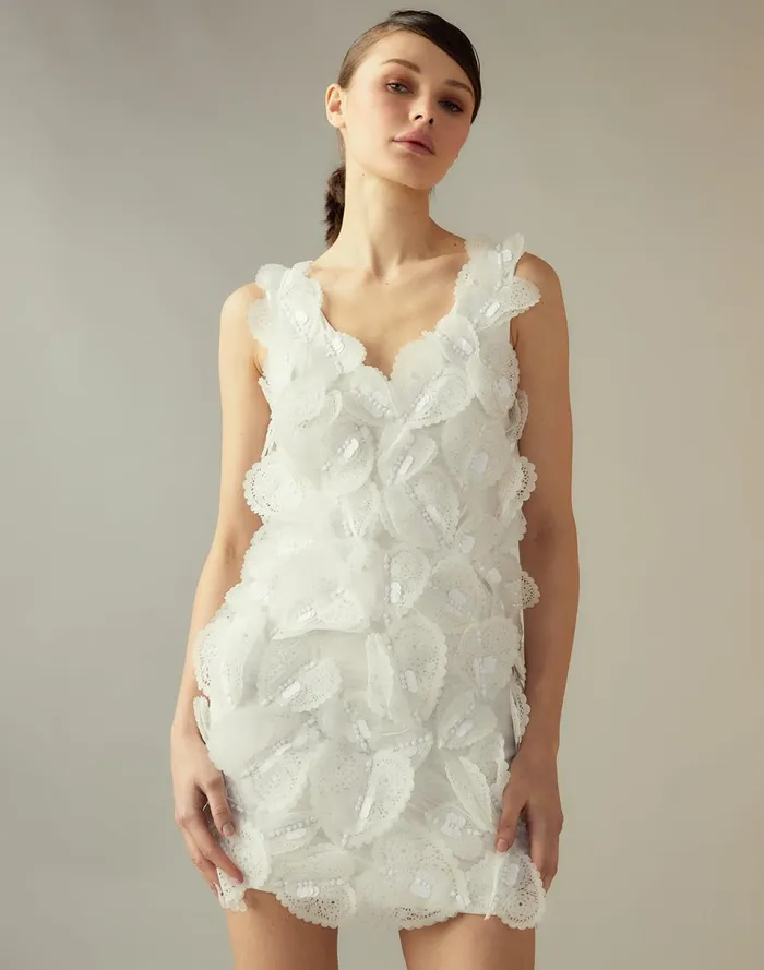Women Cynthia Rowley Dresses Elle Embellished Heart Dress White