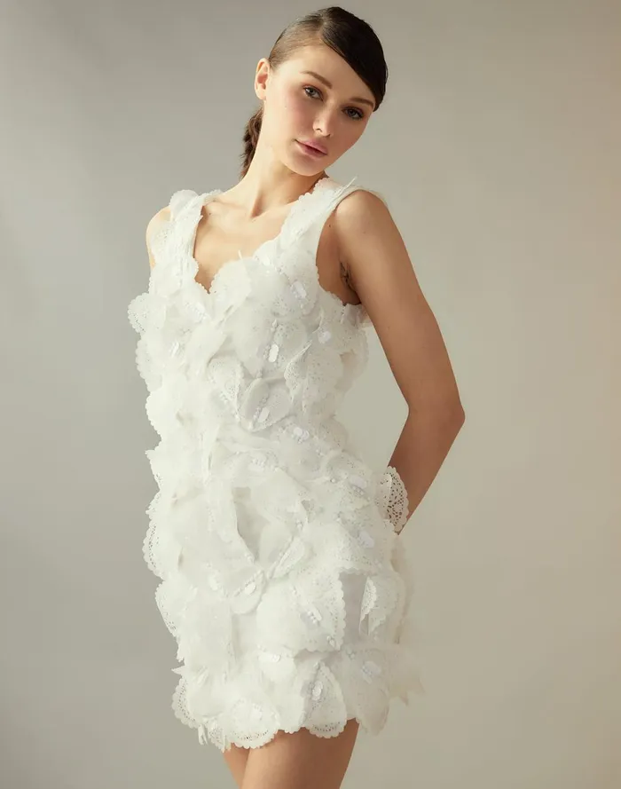 Women Cynthia Rowley Dresses Elle Embellished Heart Dress White Women Cynthia Rowley Dresses Elle Embellished Heart Dress White