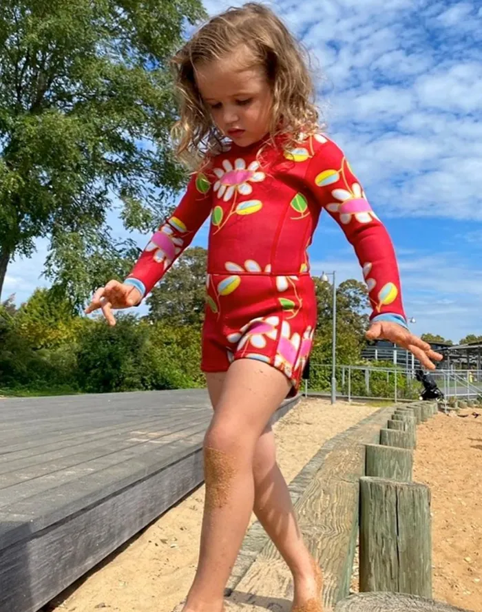 Women Cynthia Rowley Swim Kids Floral Wetsuit Red