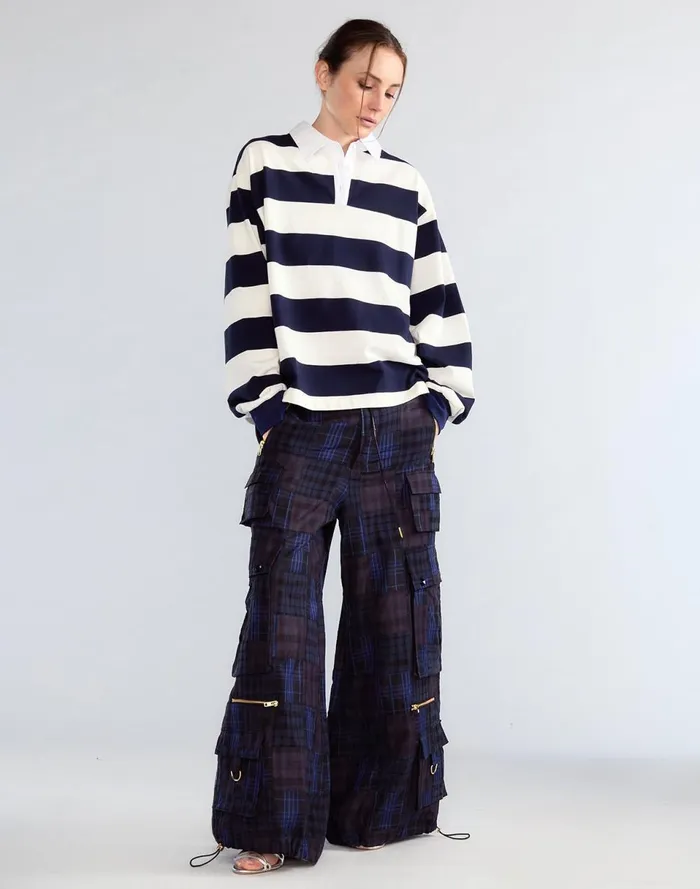 Women Cynthia Rowley Tops Ardie Striped Rugby Shirt Nvywht