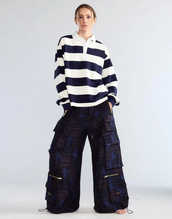 Women Cynthia Rowley Tops Ardie Striped Rugby Shirt Nvywht