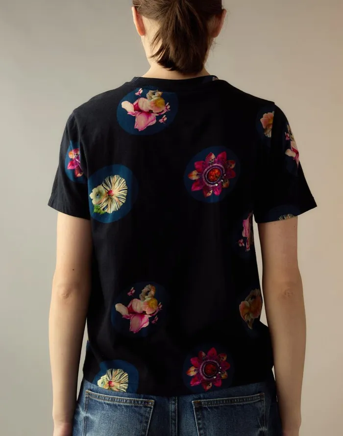 Women Cynthia Rowley Tops Bloom Tee Black Women Cynthia Rowley Tops Bloom Tee Black