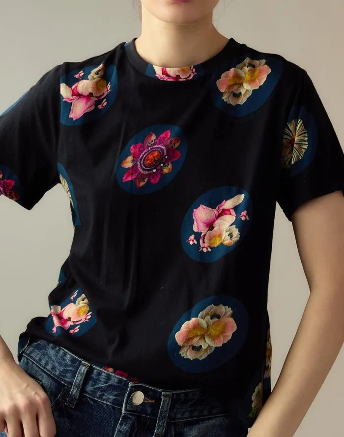 Women Cynthia Rowley Tops Bloom Tee Black Women Cynthia Rowley Tops Bloom Tee Black