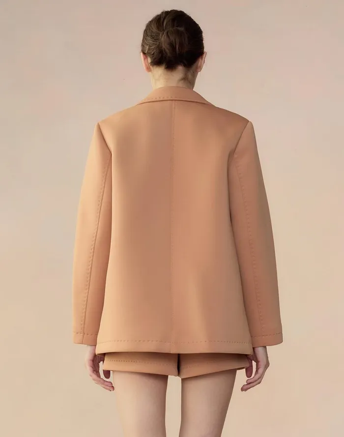 Women Cynthia Rowley Tops Bonded Pick Stitch Jacket Tan