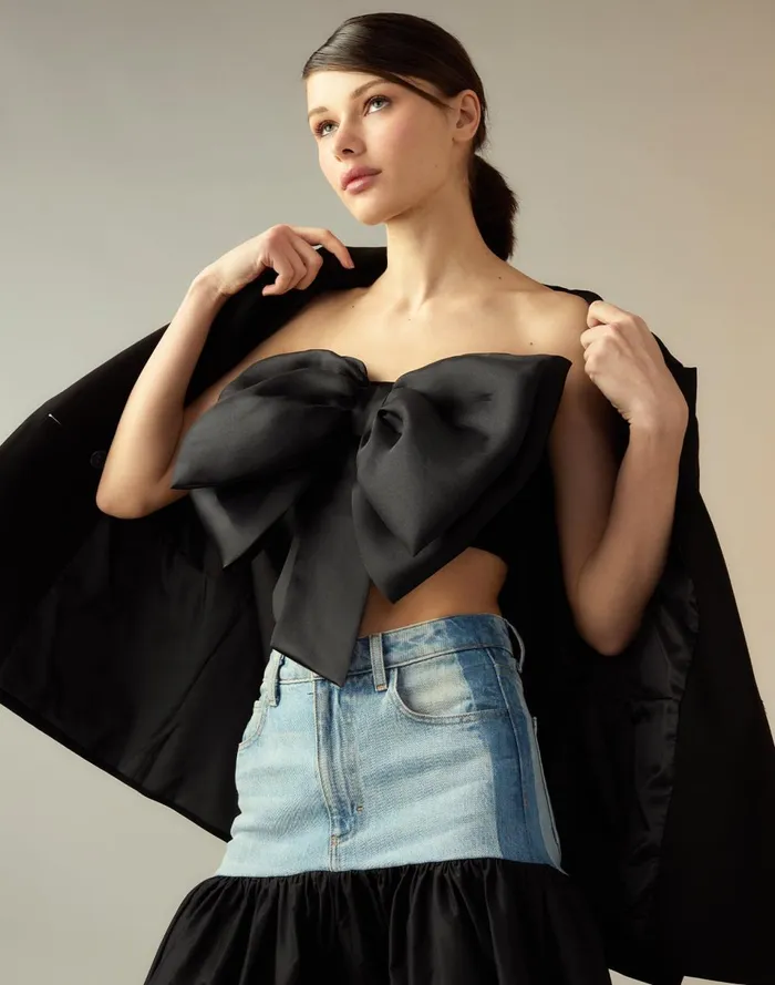 Women Cynthia Rowley Tops Cupid039s Bow Bandeau Black