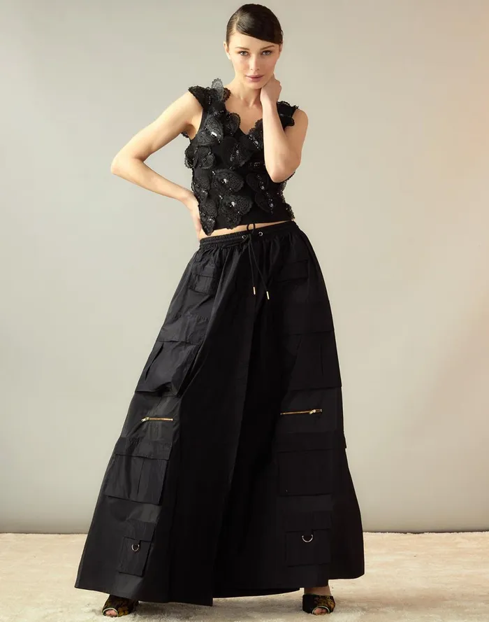 Women Cynthia Rowley Tops Elle Embellished Hearts Top Black