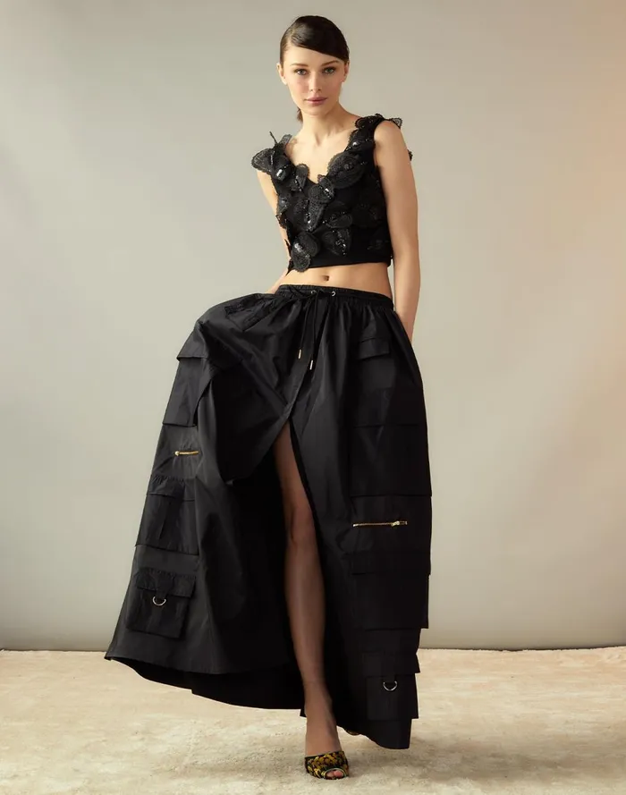 Women Cynthia Rowley Tops Elle Embellished Hearts Top Black