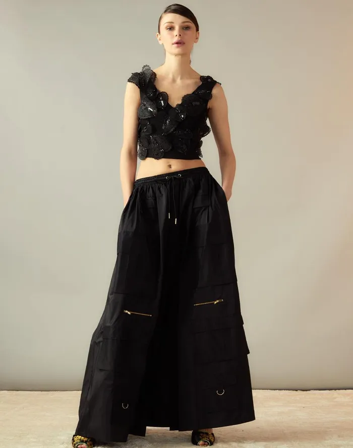 Women Cynthia Rowley Tops Elle Embellished Hearts Top Black