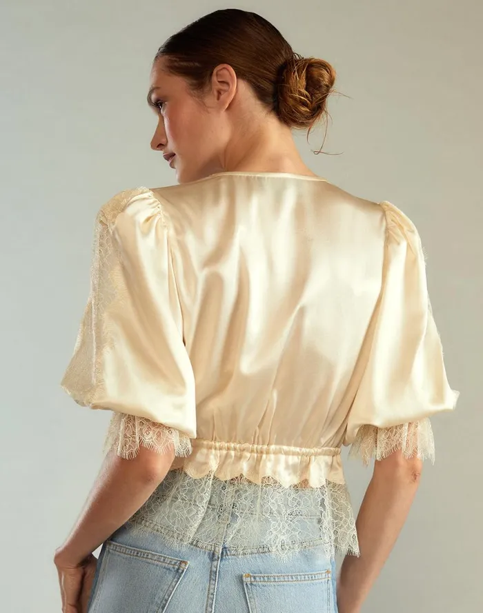 Women Cynthia Rowley Tops Lure Lace Blouse Ivory