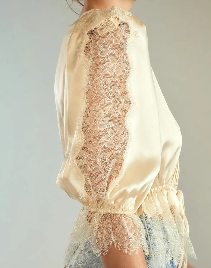 Women Cynthia Rowley Tops Lure Lace Blouse Ivory