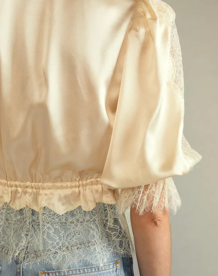 Women Cynthia Rowley Tops Lure Lace Blouse Ivory