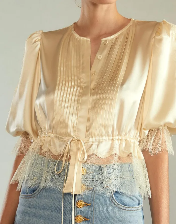 Women Cynthia Rowley Tops Lure Lace Blouse Ivory
