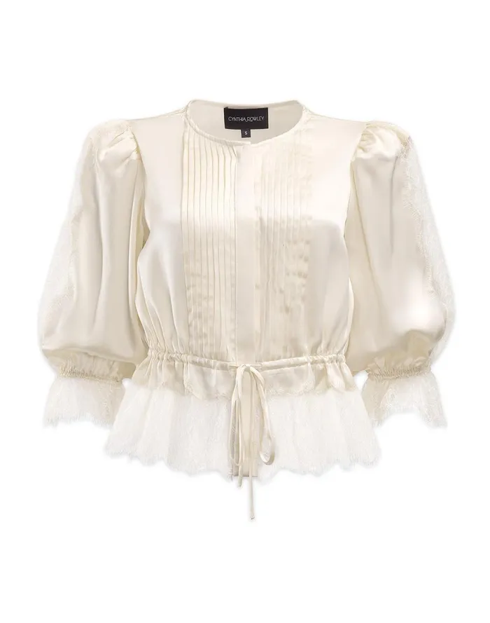 Women Cynthia Rowley Tops Lure Lace Blouse Ivory