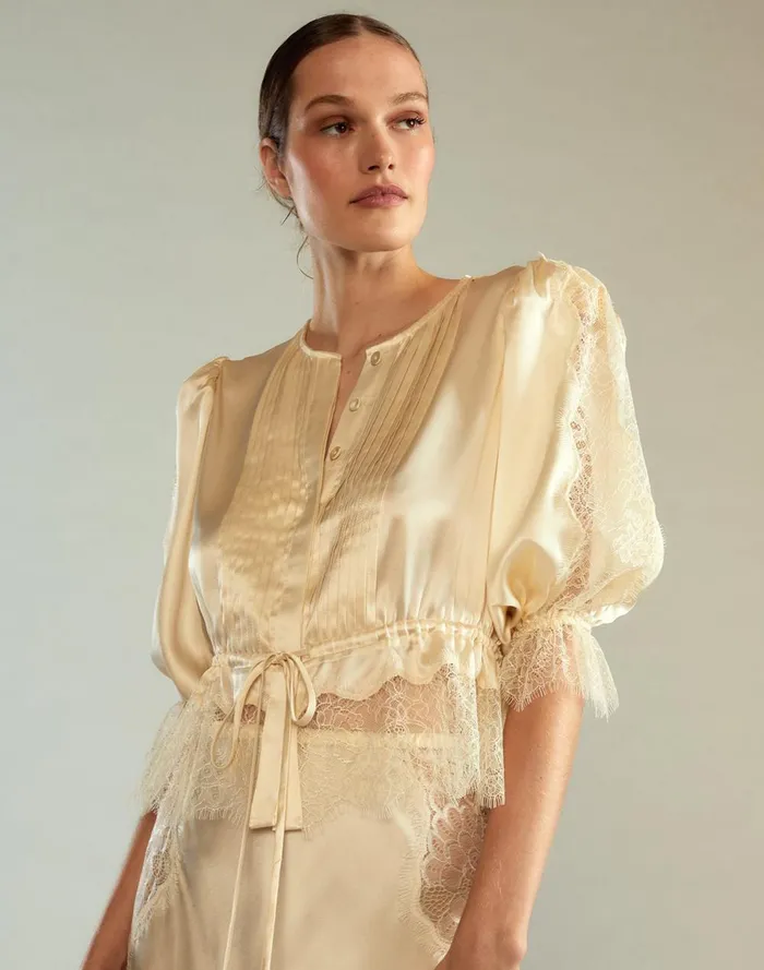 Women Cynthia Rowley Tops Lure Lace Blouse Ivory