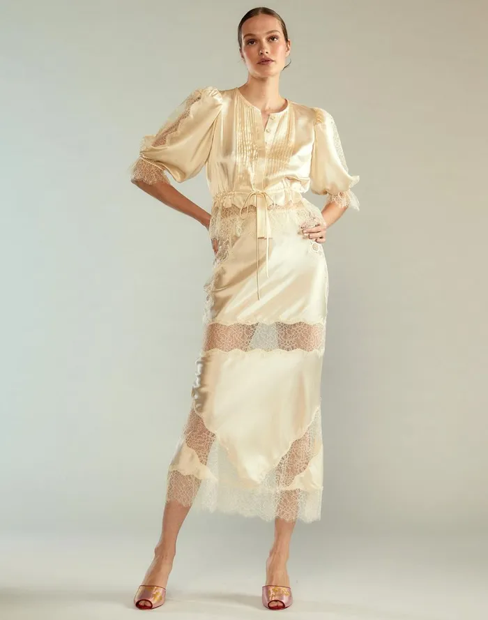 Women Cynthia Rowley Tops Lure Lace Blouse Ivory