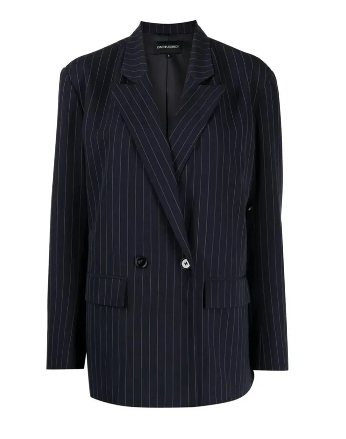Women Cynthia Rowley Tops Pinstripe Blazer Blue