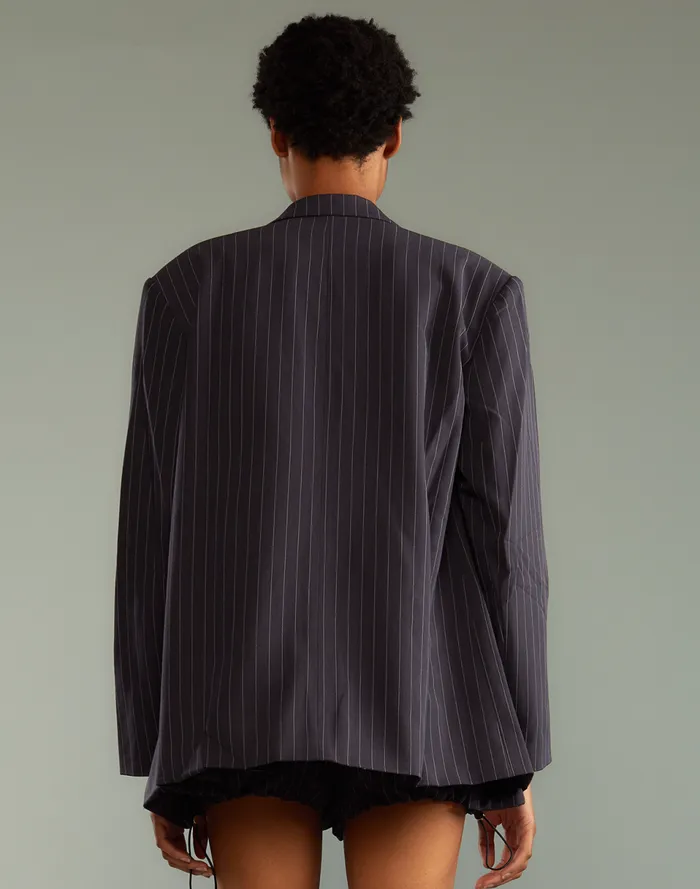 Women Cynthia Rowley Tops Pinstripe Blazer Blue