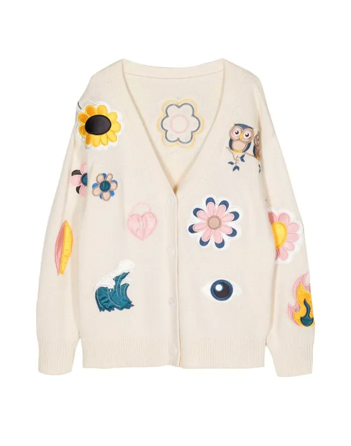 Women Cynthia Rowley Tops Playful Patchwork Cardigan Whtml Women Cynthia Rowley Tops Playful Patchwork Cardigan Whtml