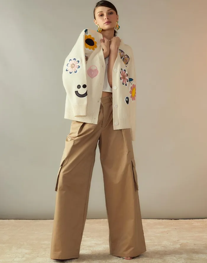 Women Cynthia Rowley Tops Playful Patchwork Cardigan Whtml Women Cynthia Rowley Tops Playful Patchwork Cardigan Whtml