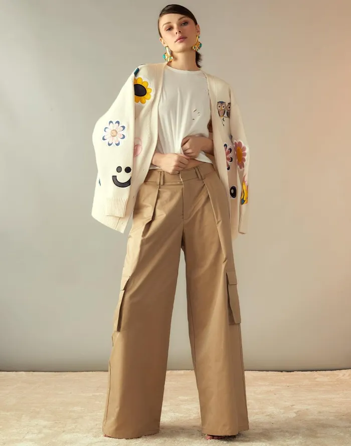 Women Cynthia Rowley Tops Playful Patchwork Cardigan Whtml Women Cynthia Rowley Tops Playful Patchwork Cardigan Whtml