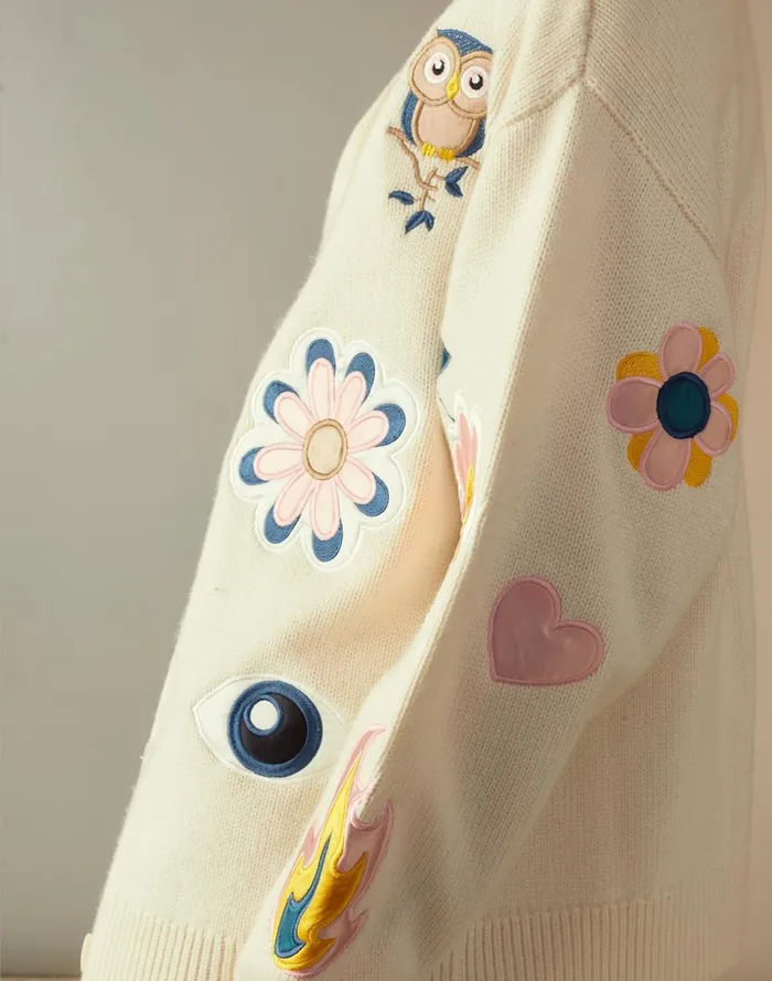 Women Cynthia Rowley Tops Playful Patchwork Cardigan Whtml Women Cynthia Rowley Tops Playful Patchwork Cardigan Whtml