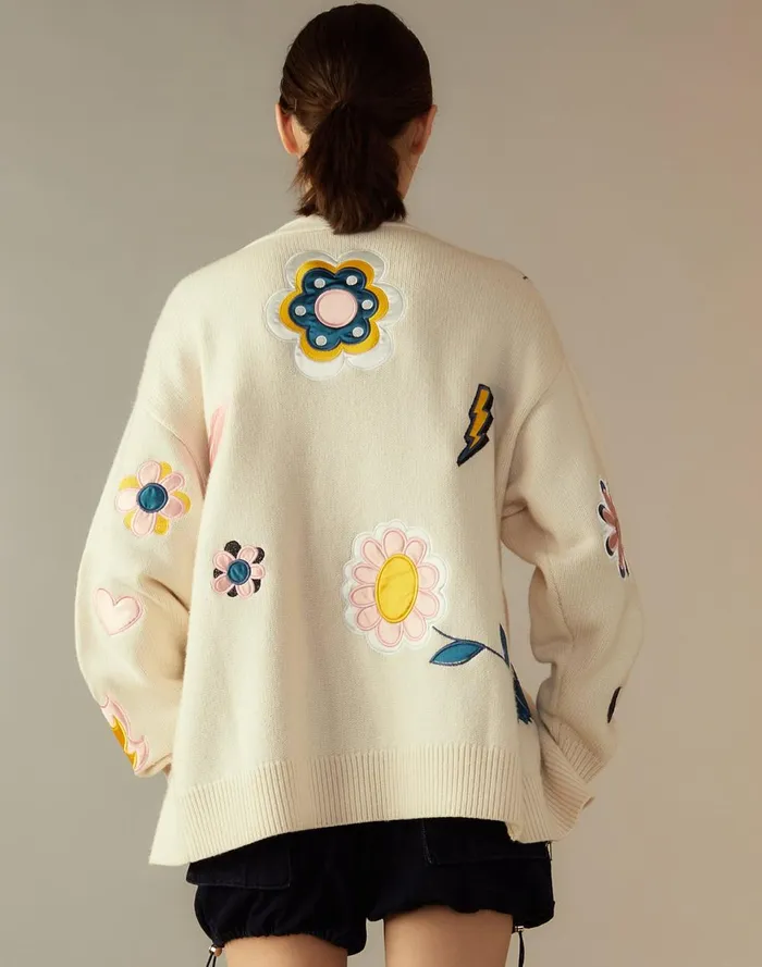 Women Cynthia Rowley Tops Playful Patchwork Cardigan Whtml Women Cynthia Rowley Tops Playful Patchwork Cardigan Whtml