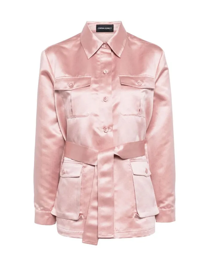 Women Cynthia Rowley Tops Satin Safari Jacket Mauve