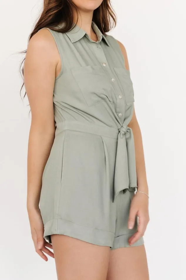 Women Dalton Button Tank Romper Dark Sage Baltic Born Jumpsuits and Rompers