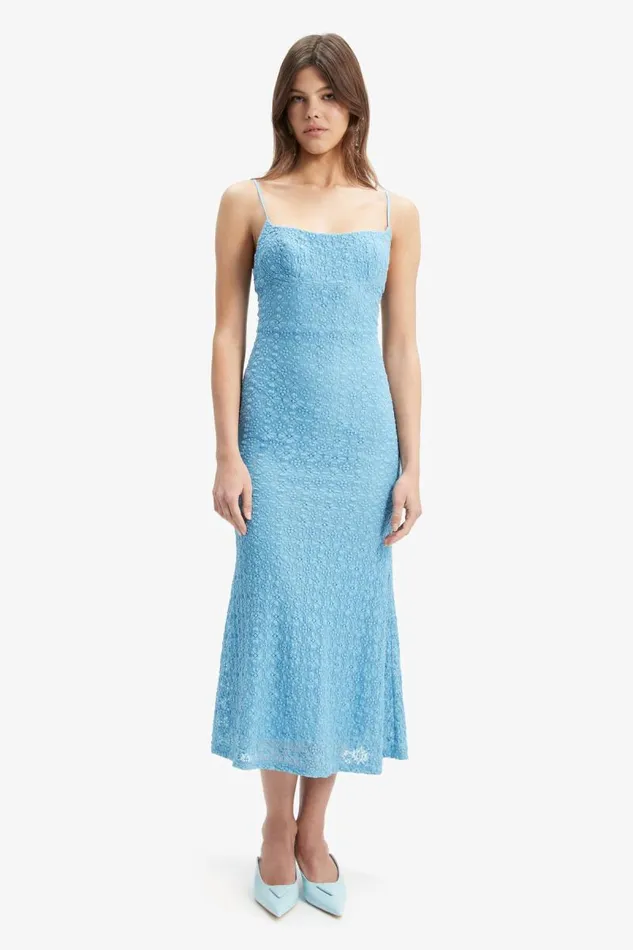 Women Day To Night Dresses Bardot Adoni Mesh Midi Dress In Mid Blue Mid Blue Women Day To Night Dresses Bardot Adoni Mesh Midi Dress In Mid Blue Mid Blue