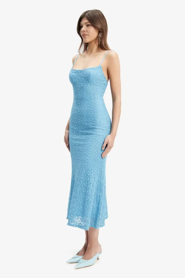 Women Day To Night Dresses Bardot Adoni Mesh Midi Dress In Mid Blue Mid Blue Women Day To Night Dresses Bardot Adoni Mesh Midi Dress In Mid Blue Mid Blue