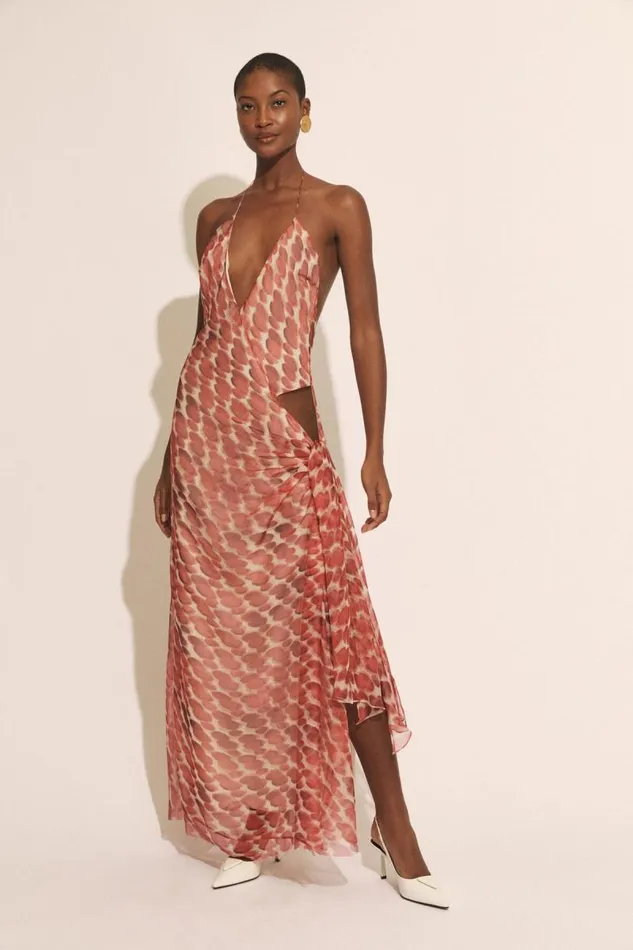 Women Day To Night Dresses Bardot Cyrel Printed Maxi Dress In Red Spot Red Spot