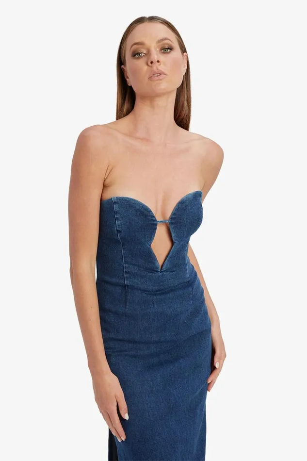Women Day To Night Dresses Bardot Eleni Denim Midi Dress In Dark Dark Women Day To Night Dresses Bardot Eleni Denim Midi Dress In Dark Dark