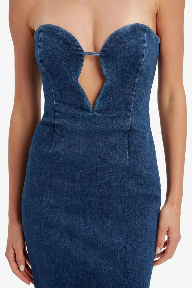 Women Day To Night Dresses Bardot Eleni Denim Midi Dress In Dark Dark Women Day To Night Dresses Bardot Eleni Denim Midi Dress In Dark Dark