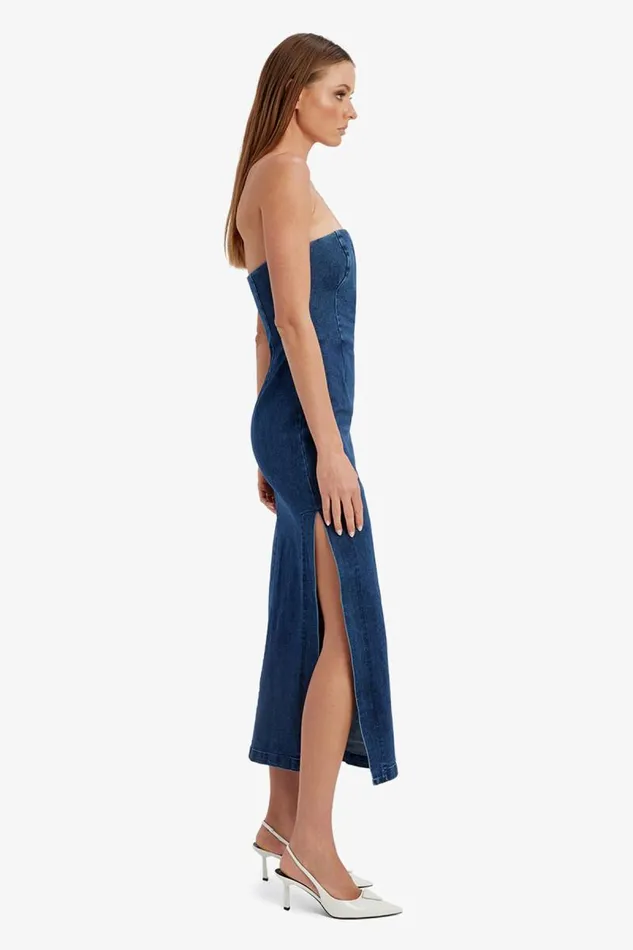 Women Day To Night Dresses Bardot Eleni Denim Midi Dress In Dark Dark Women Day To Night Dresses Bardot Eleni Denim Midi Dress In Dark Dark