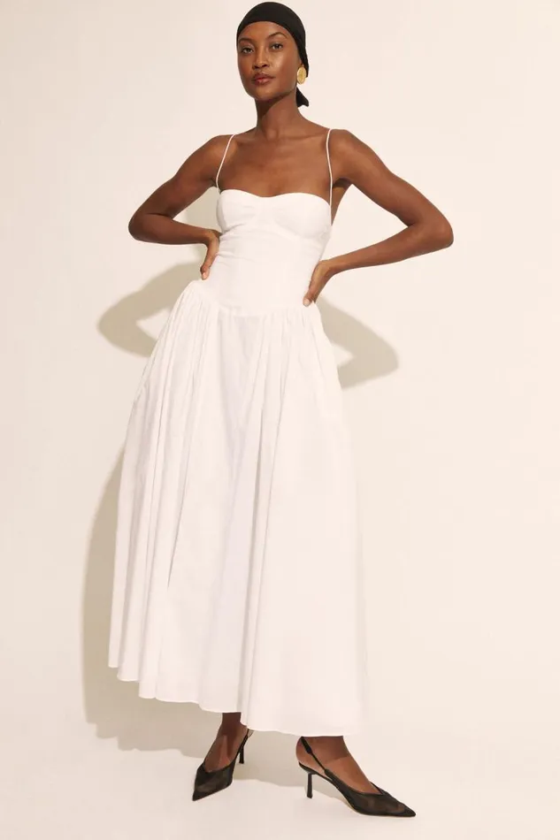 Women Day To Night Dresses Bardot Estie Cotton Maxi Dress In Orchid White Orchid White