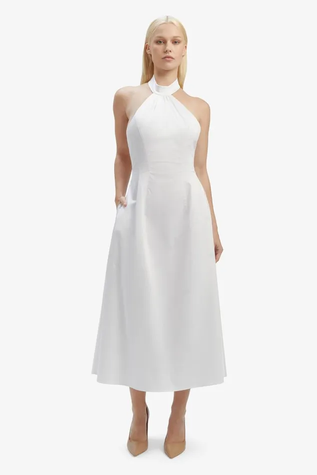 Women Day To Night Dresses Bardot Genevieve Poplin Midi Dress In Orchid White Orchid White Women Day To Night Dresses Bardot Genevieve Poplin Midi Dress In Orchid White Orchid White