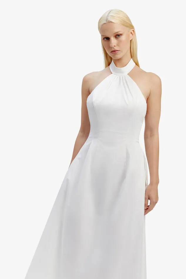 Women Day To Night Dresses Bardot Genevieve Poplin Midi Dress In Orchid White Orchid White Women Day To Night Dresses Bardot Genevieve Poplin Midi Dress In Orchid White Orchid White
