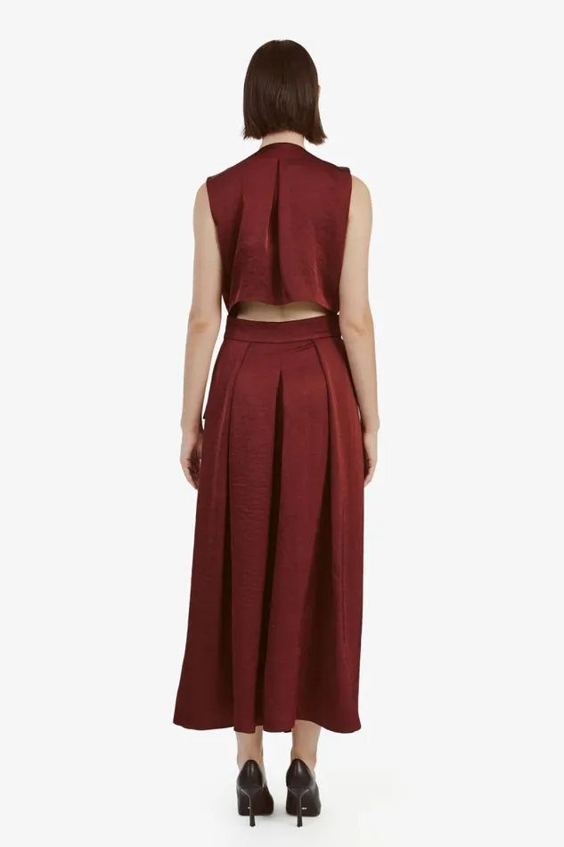 Women Day To Night Dresses Bardot Lanza Midi Dress In Burgundy Burgundy