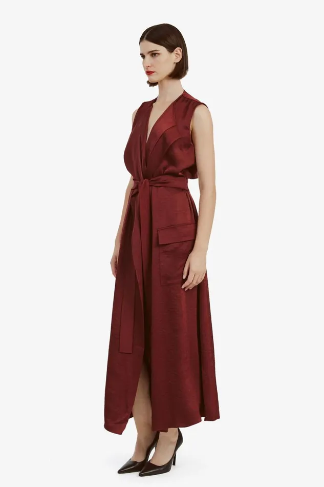 Women Day To Night Dresses Bardot Lanza Midi Dress In Burgundy Burgundy